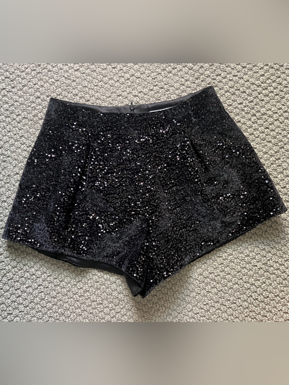 Zara Black Sequin High Waist Party Shorts Medium Holiday NYE Glam
